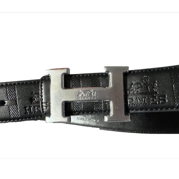 H leather belt Noir/Cacao Leather H Buckle Belt main image 6